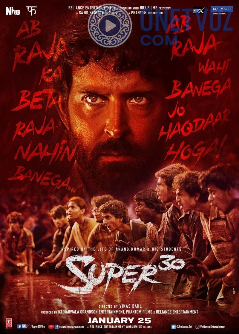 Super 30 / Ustoz Va 30 Shogird Uzbek tilida (2019) Premyera Tarjima kino HD sifatda yuklab olish Skachat